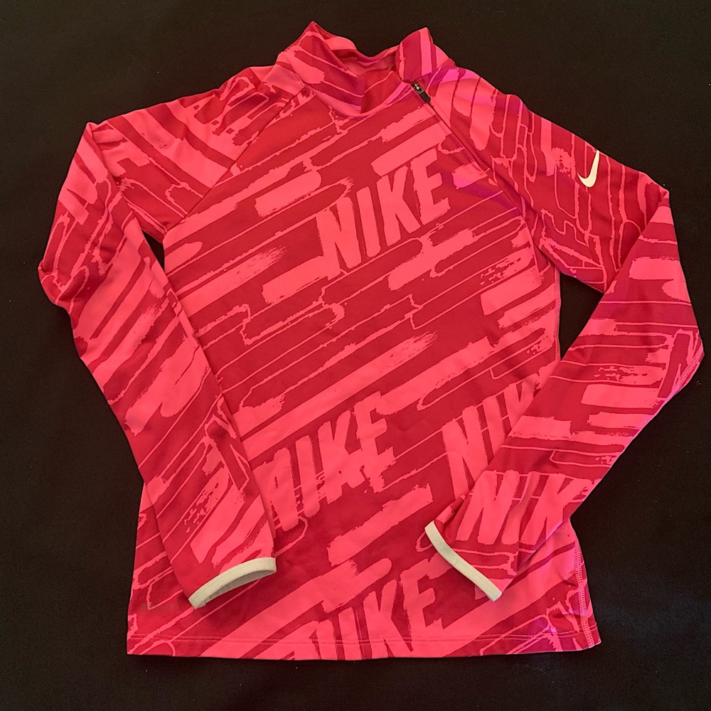 Girl’s Nike Pro Dark Pink/Light Pink Half Zip to Neck Size Medium